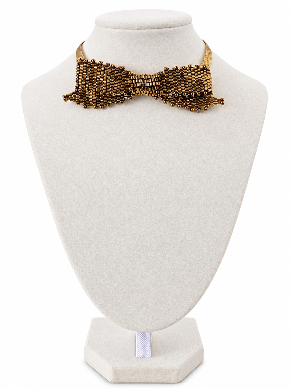 Free People Bronze Beaded Bow Statement Choker Necklace